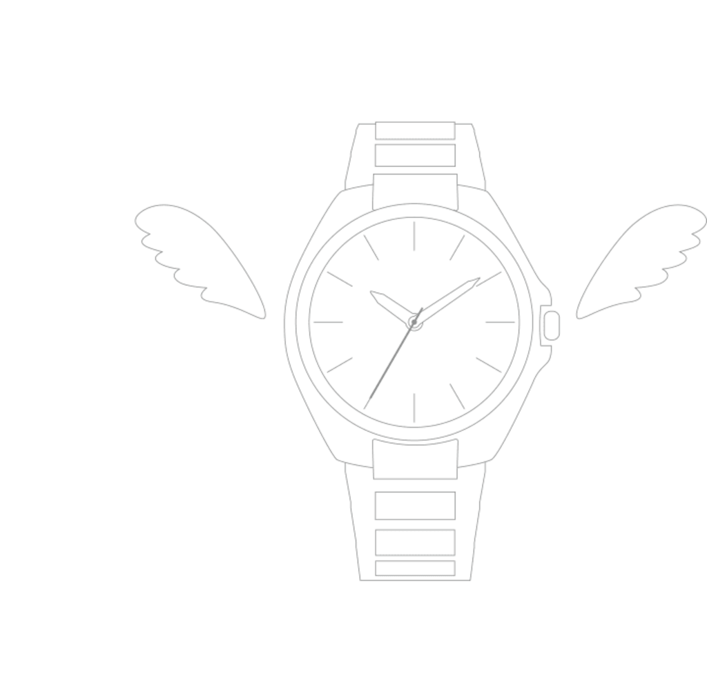 Uhr mit Flügeln, ein Symbol für die fliegende Zeit, eine konzeptionelle Illustration.