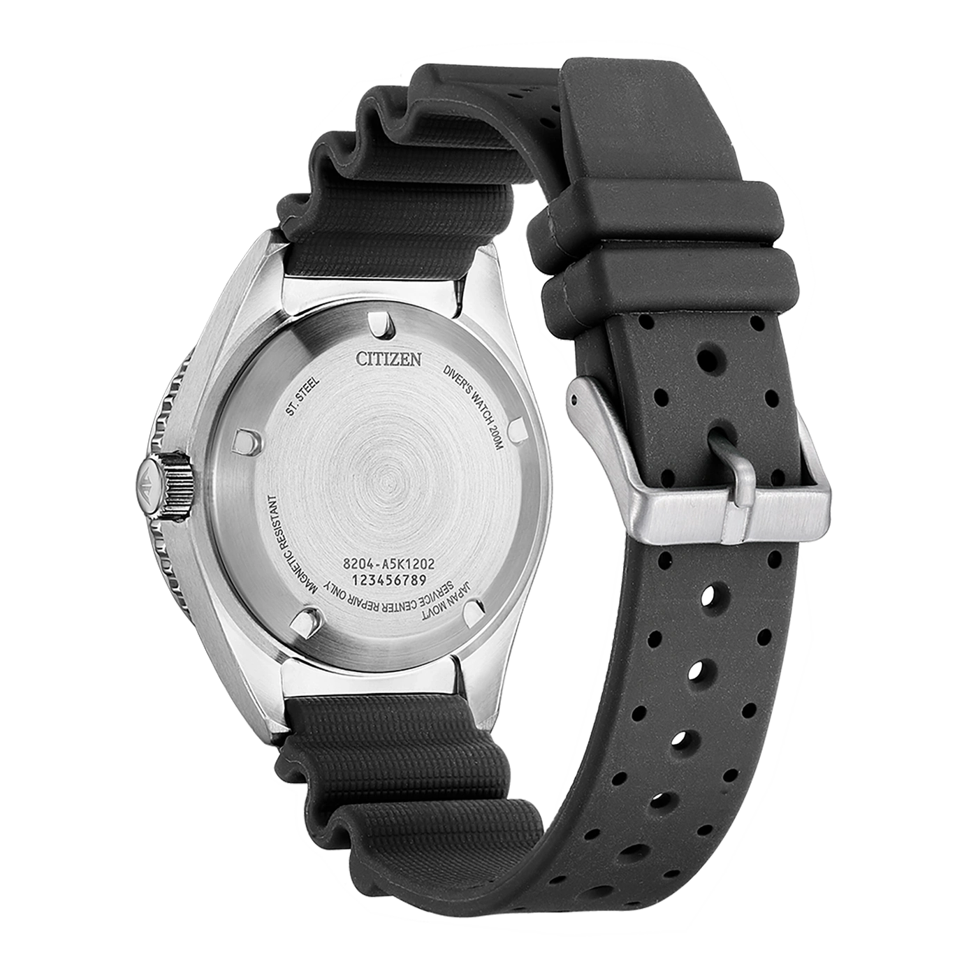 Citizen-Uhr, schwarzes Armband, Edelstahl, Taucheruhr, magnetisch beständig