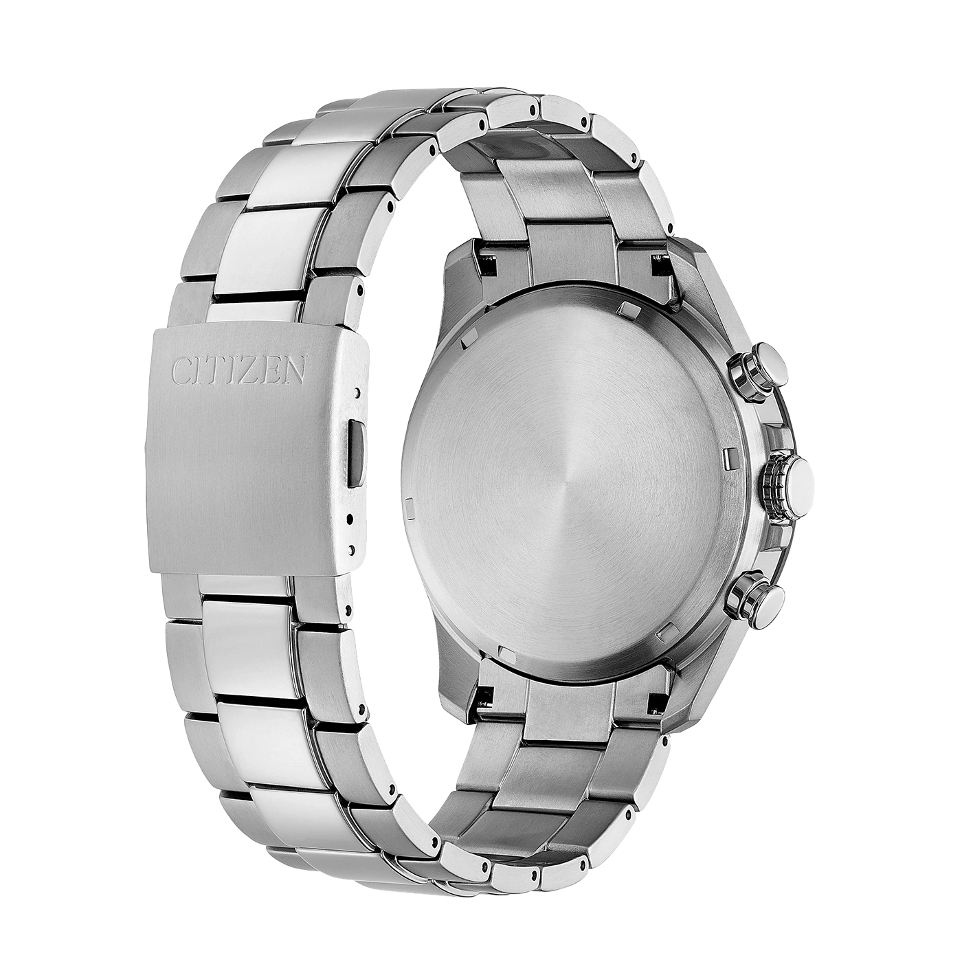 Citizen-Uhr, Rückseite, Edelstahl, Armband, Nahaufnahme, Details, glänzend, elegant
