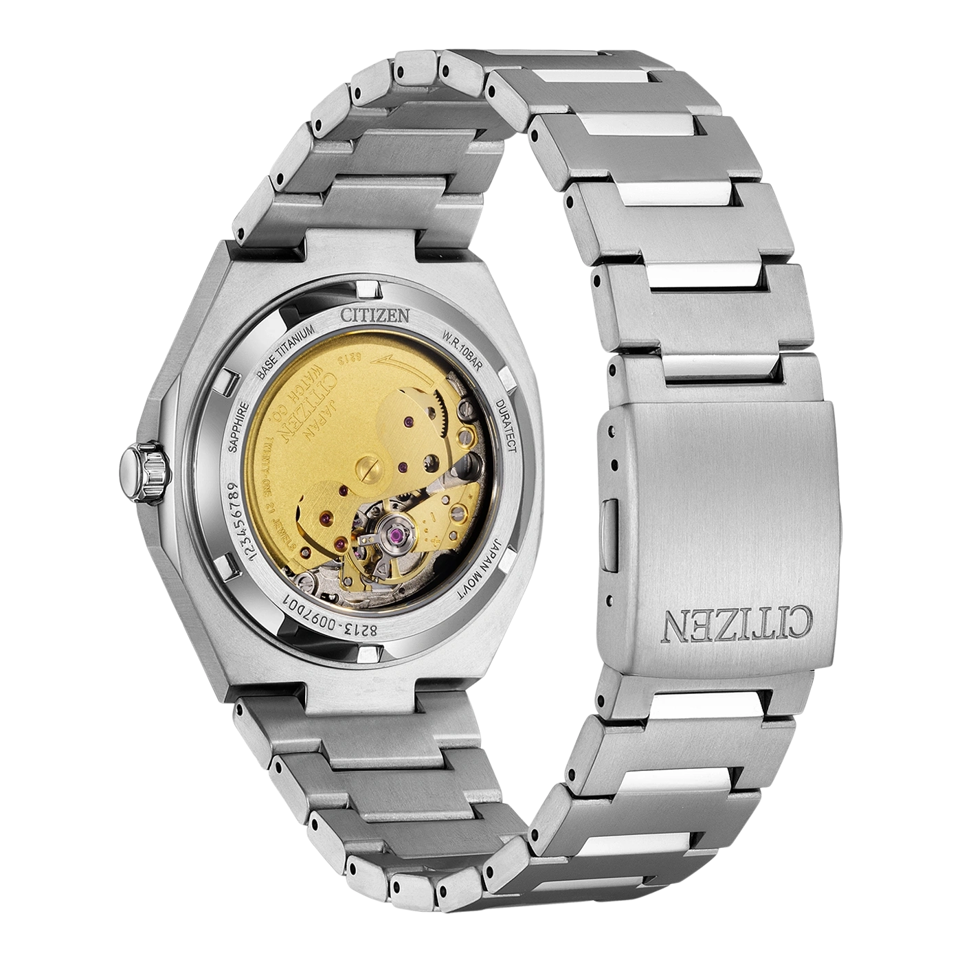 Citizen-Uhr, Rückseite, Titan, Saphir, japanisches Uhrwerk, wasserdicht, Duratect