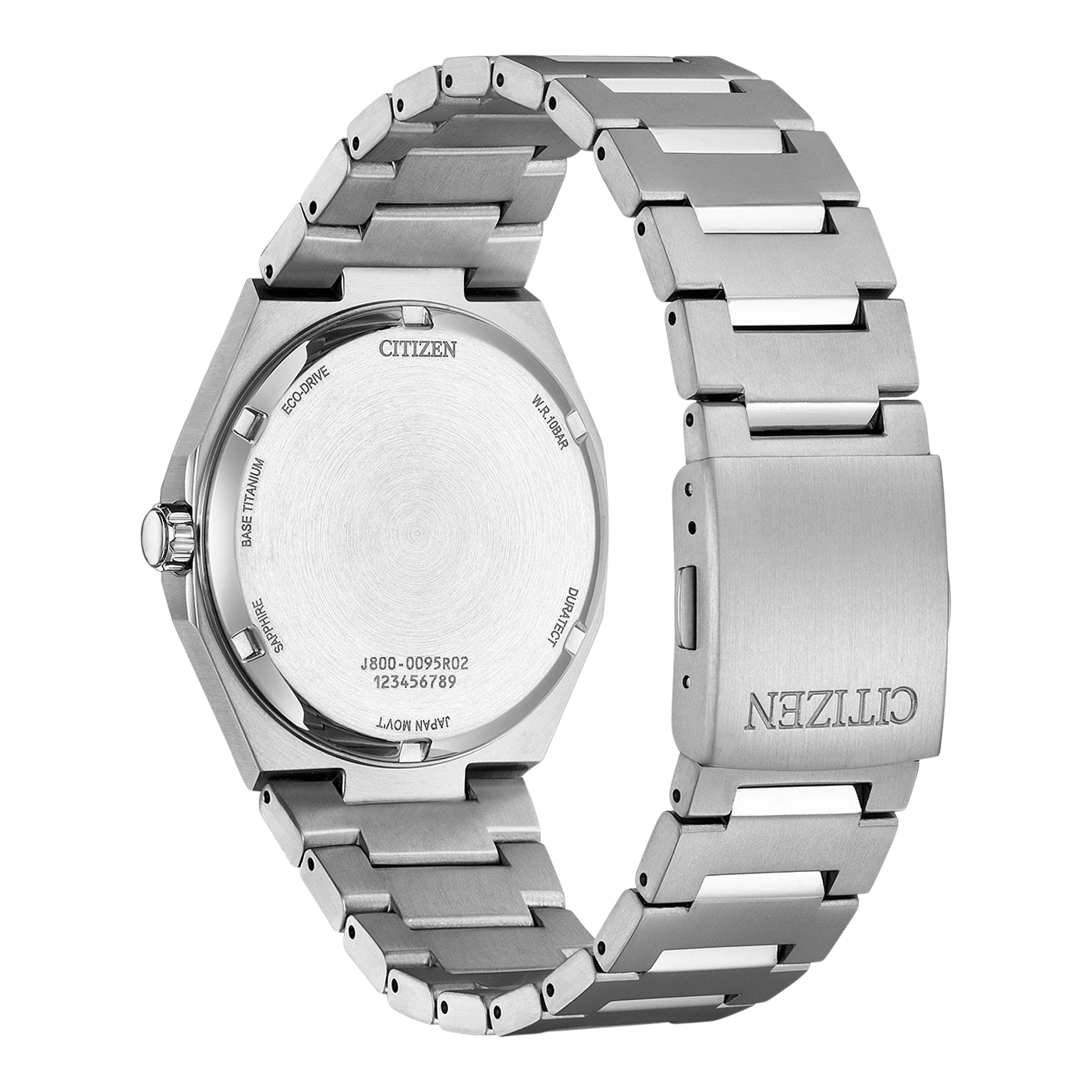 Citizen-Uhrrückseite, Titan, Saphir, Eco-Drive, japanisches Uhrwerk, wasserdicht