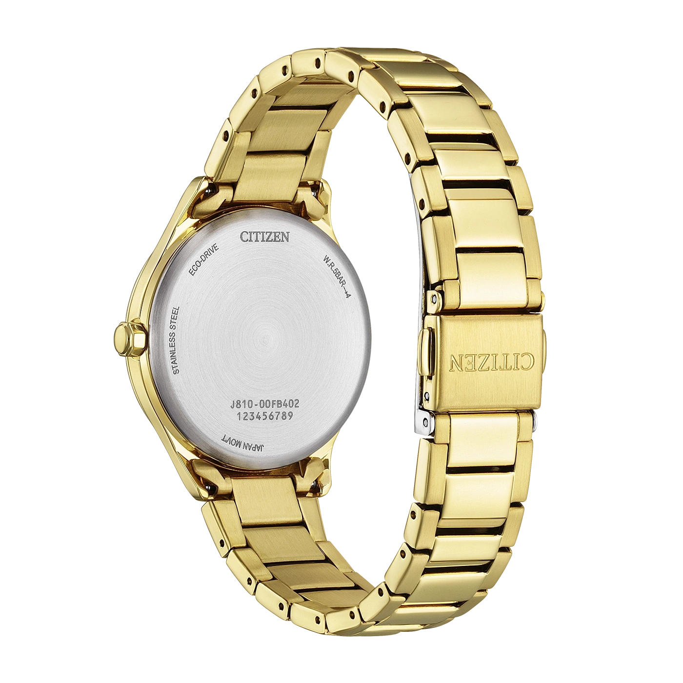 Eine goldene Citizen Eco-Drive Uhr mit Edelstahlarmband.