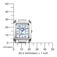 Citizen-Uhr mit quadratischem Zifferblatt, Zeitanzeige, mit Millimeterskala.