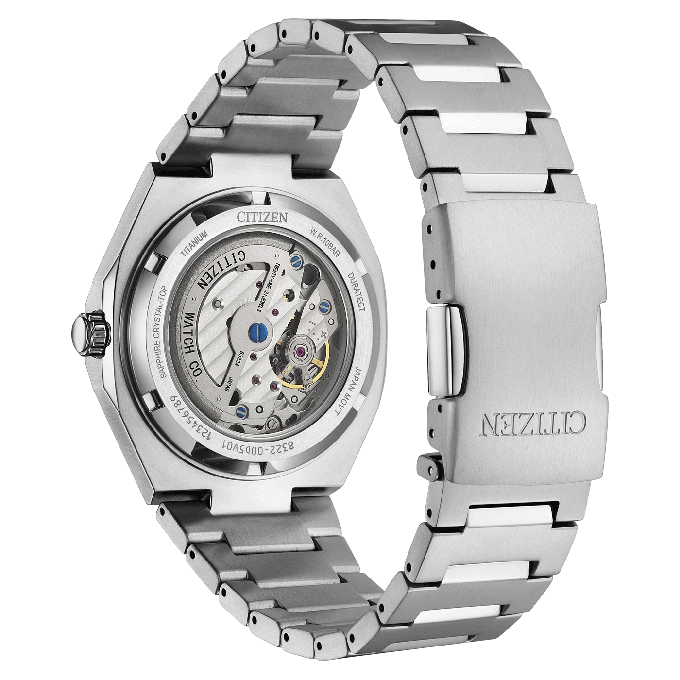 Citizen-Uhr, Rückseite, Titan, Saphirglas, Automatikwerk, japanisch, 10 bar Wasserdichtigkeit