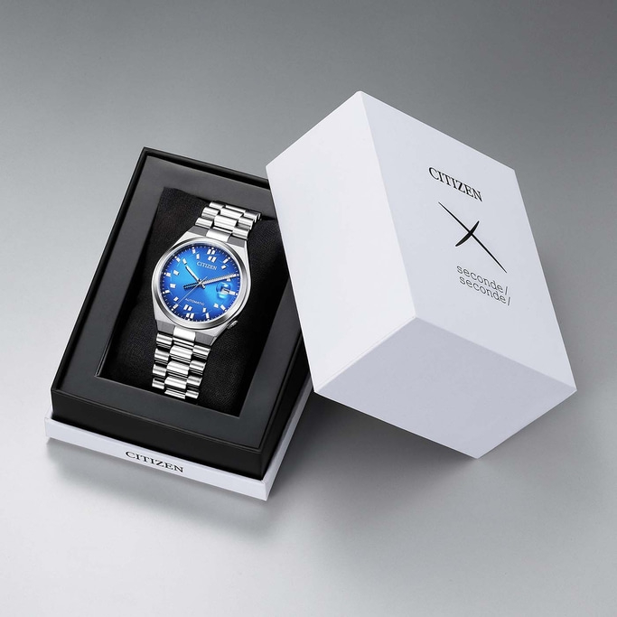 Citizen-Uhr in einer Schachtel mit dem Text „seconde/seconde/“.