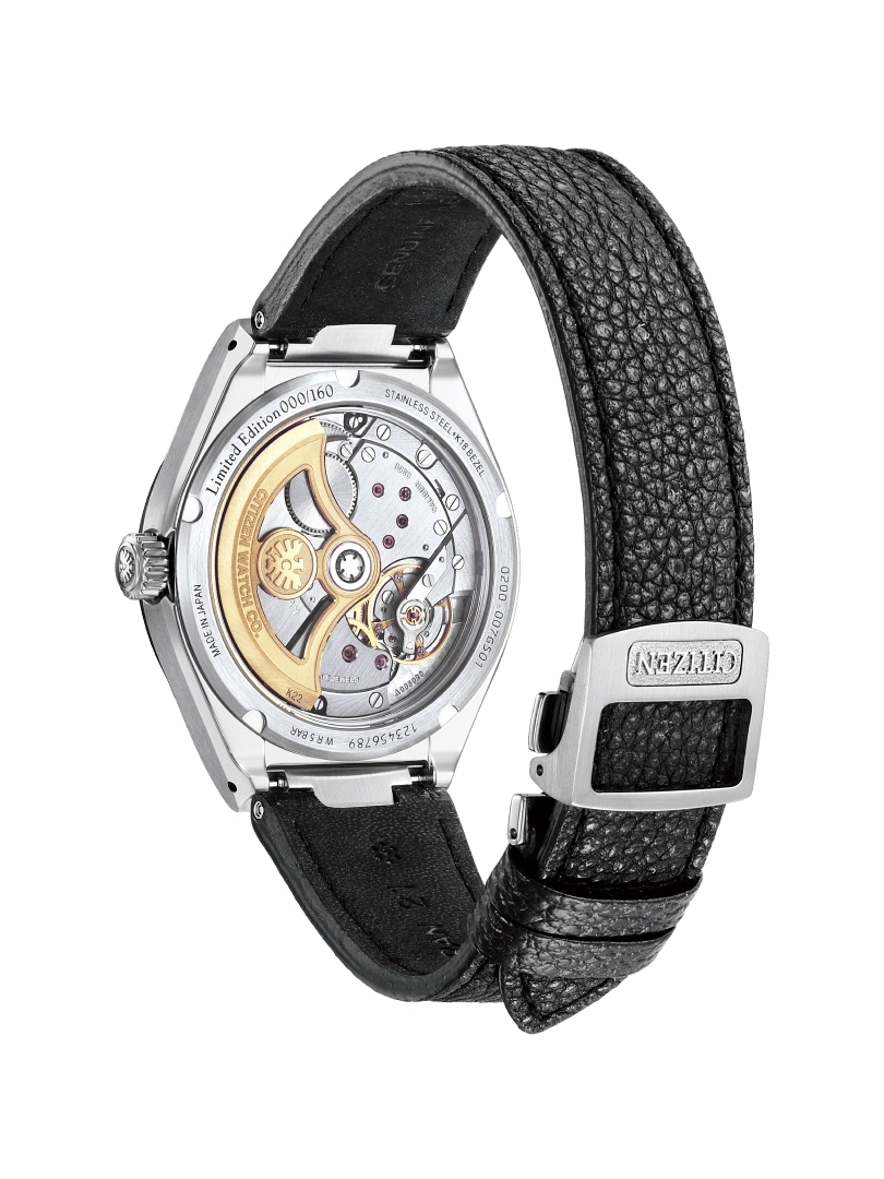 Citizen-Uhrrückseite mit Lederarmband, limitierte Auflage, Edelstahl-Lünette