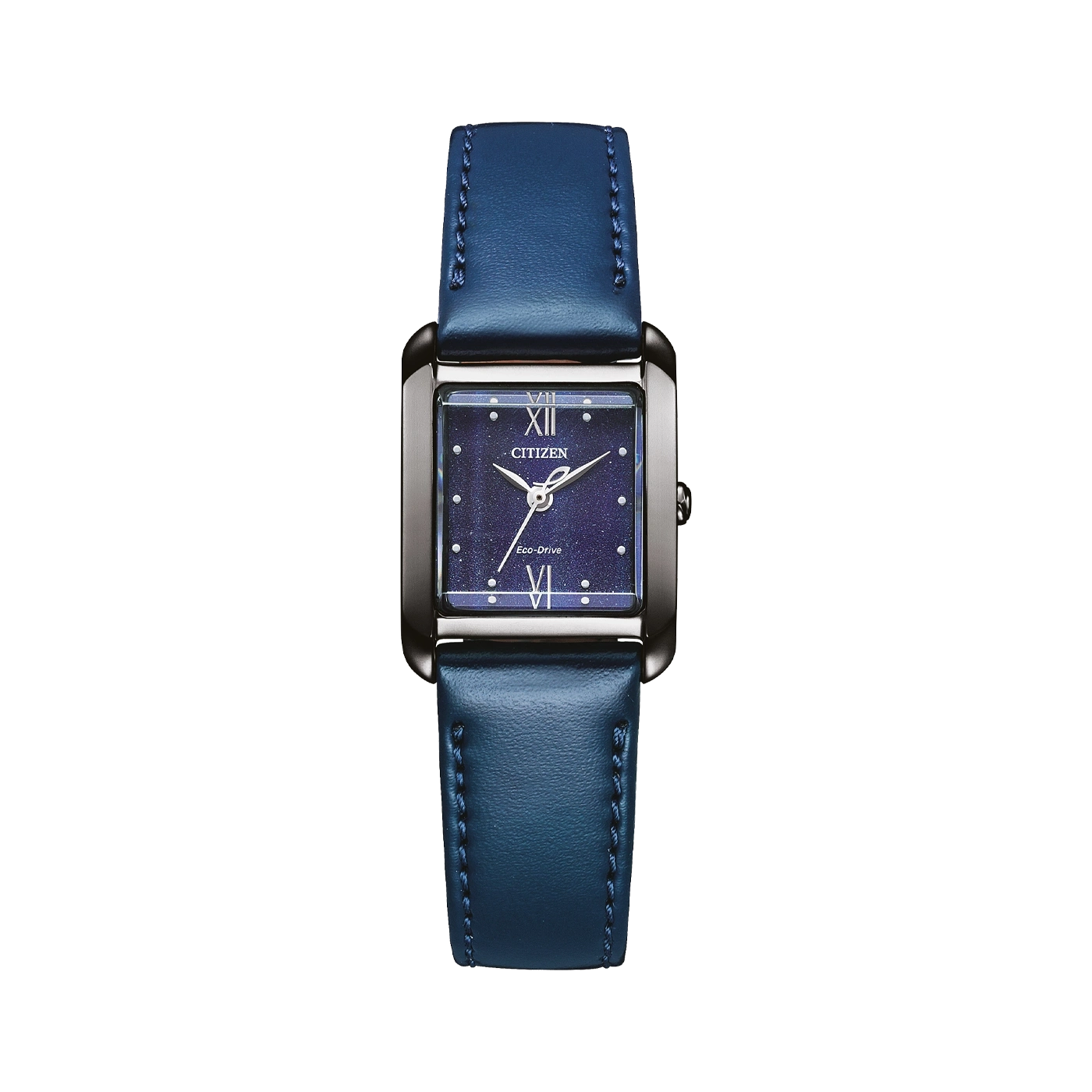Citizen-Uhr mit blauem Armband und sternförmigem Zifferblatt, elegantes Design.