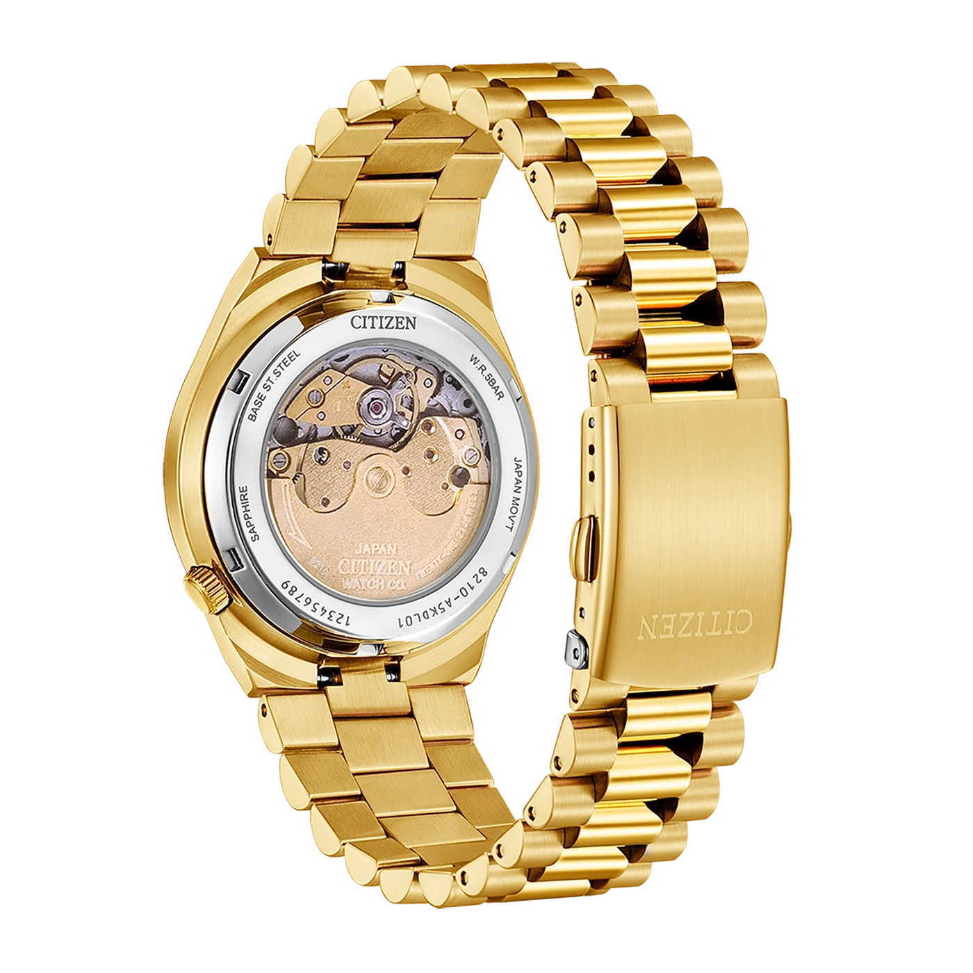 Citizen-Uhr, Gold, Saphir, Automatik, japanisches Uhrwerk, 5 bar Wasserdichtigkeit
