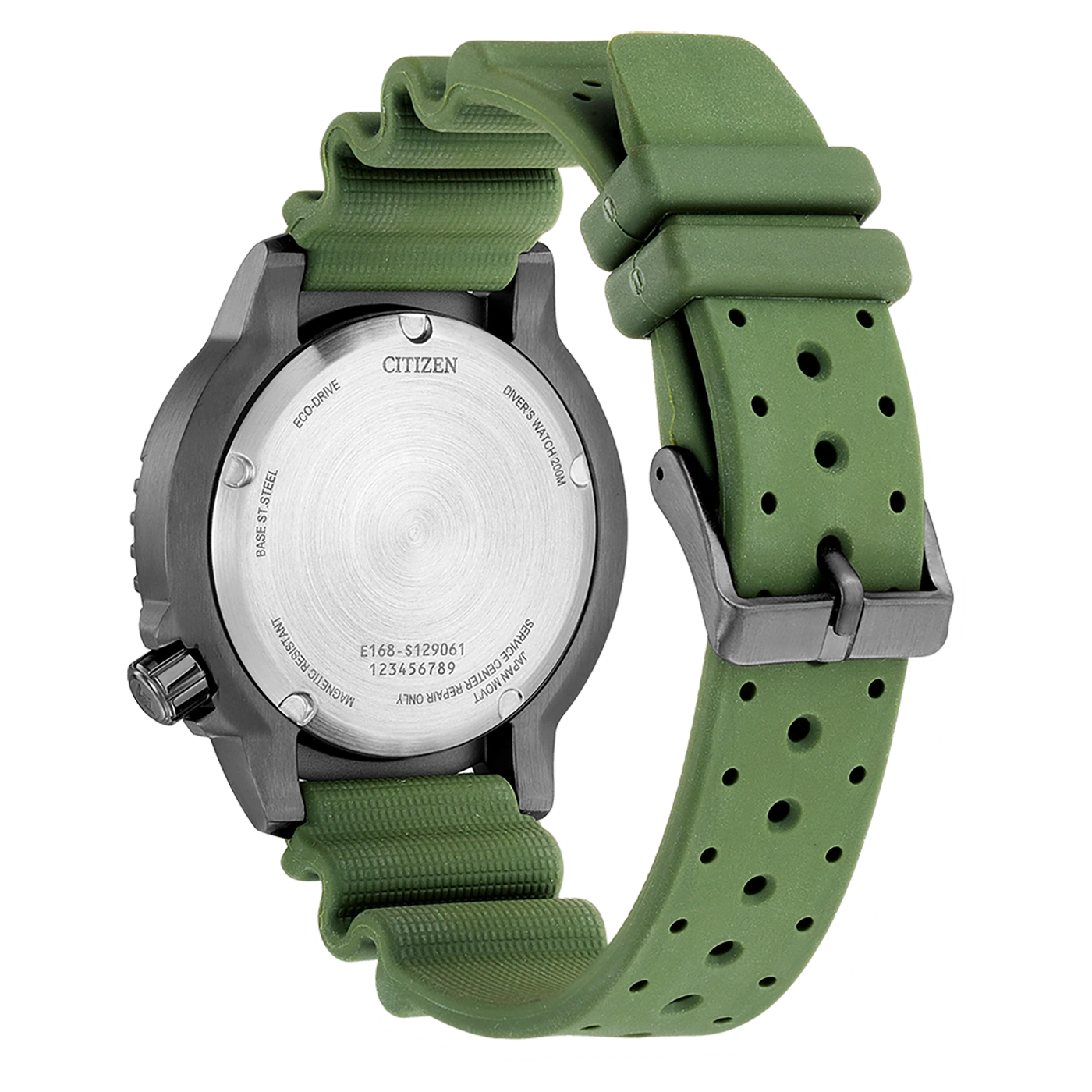 Citizen-Uhr, grünes Armband, Taucheruhr, magnetisch, Eco-Drive, 200M wasserdicht