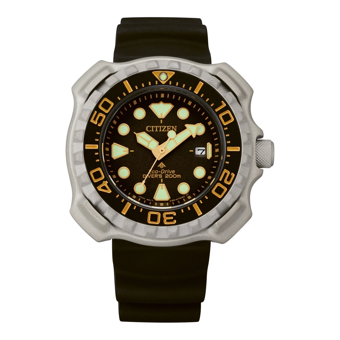 Citizen Eco-Drive Diver's 200m Uhr mit schwarzem Armband und silberner Lünette.