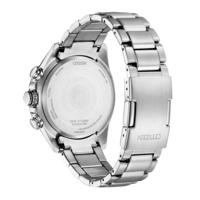 Citizen-Uhrrückseite mit Details: Eco-Drive, Saphir und Japan Movt.