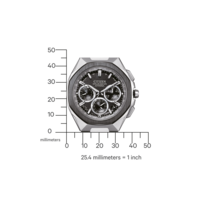 Citizen Attesa Uhr mit Skala, die Millimeter und Zoll zum Größenvergleich zeigt.