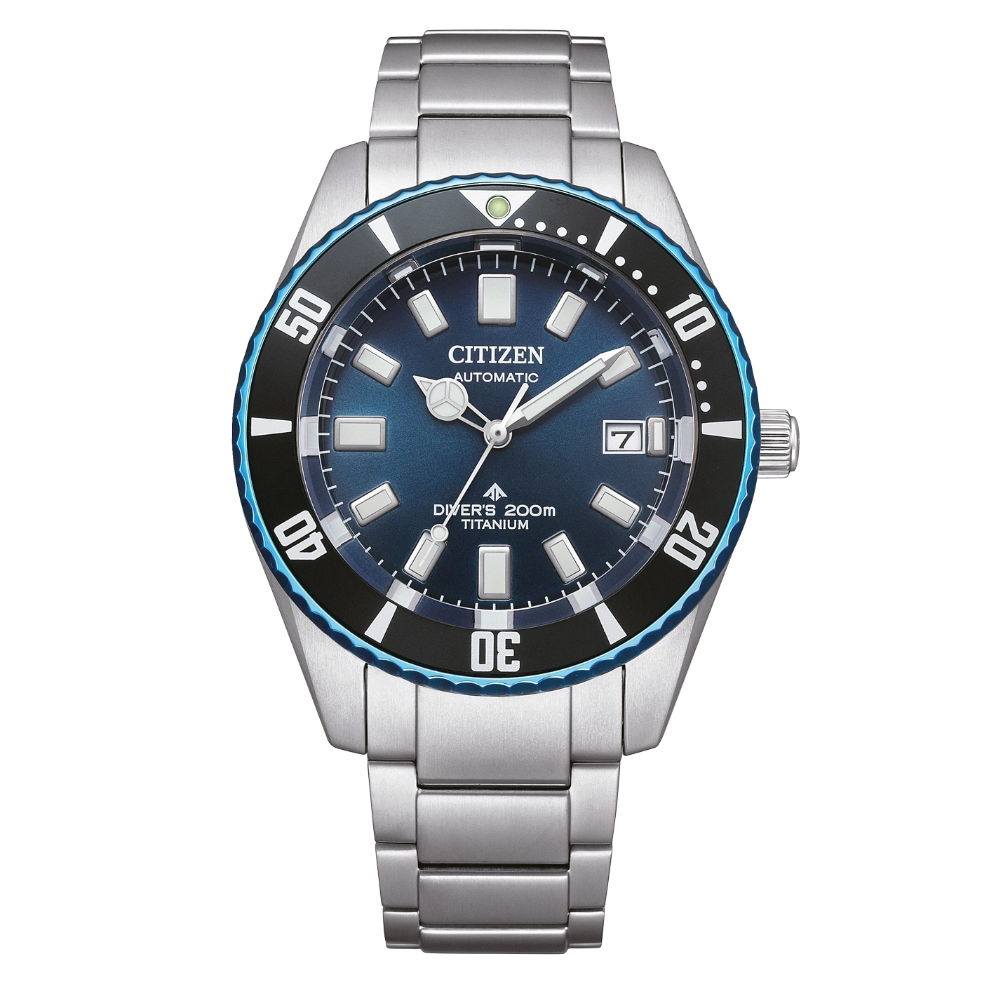 Citizen Automatik-Taucheruhr mit blauem Zifferblatt und Titanarmband